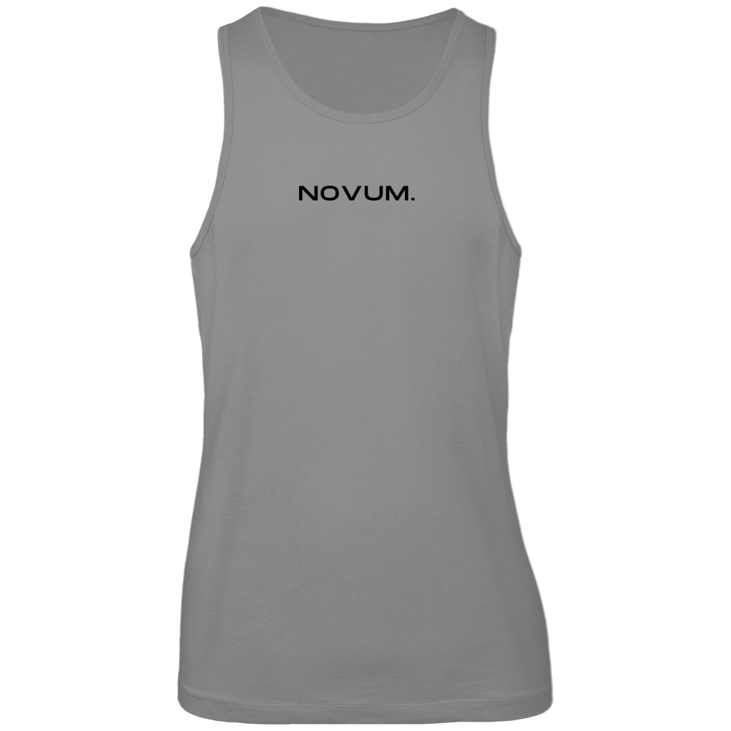 Hellgraues Novum Tank Top aus 100% ringgesponnener, gekämmter und zertifizierter Bio-Baumwolle. Atmungsaktiv mit optimaler Passform und schlichtem Design auf der Vorderseite. Rundhalsausschnitt für zusätzlichen Komfort.