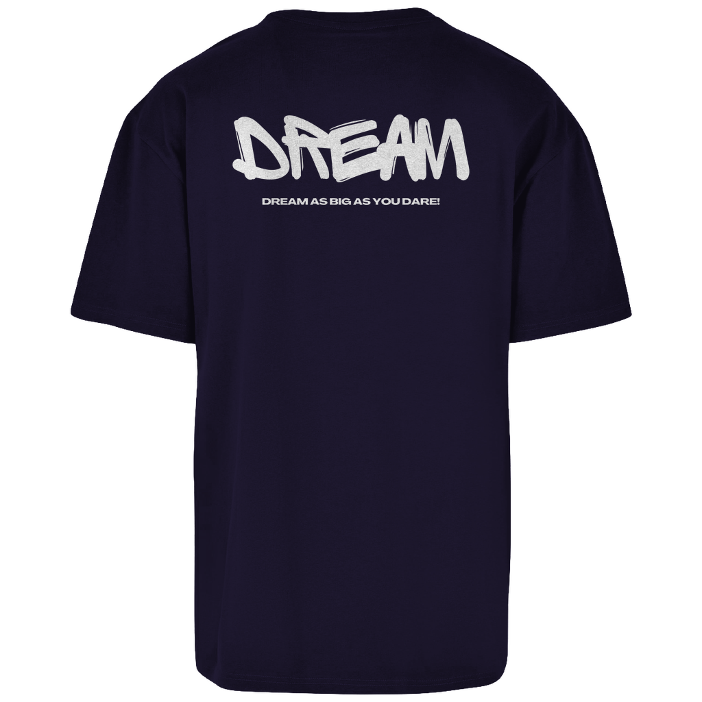 Navy Unisex Oversize Shirt: Atmungsaktiv, Oversize Fit, schlichtes Design vorne mit Novum Apparel Logo auf der Brust, hochwertiger Dream Backprint, angenehmer Tragekomfort. Perfekt für trendbewusste Käufer. Jetzt online kaufen!